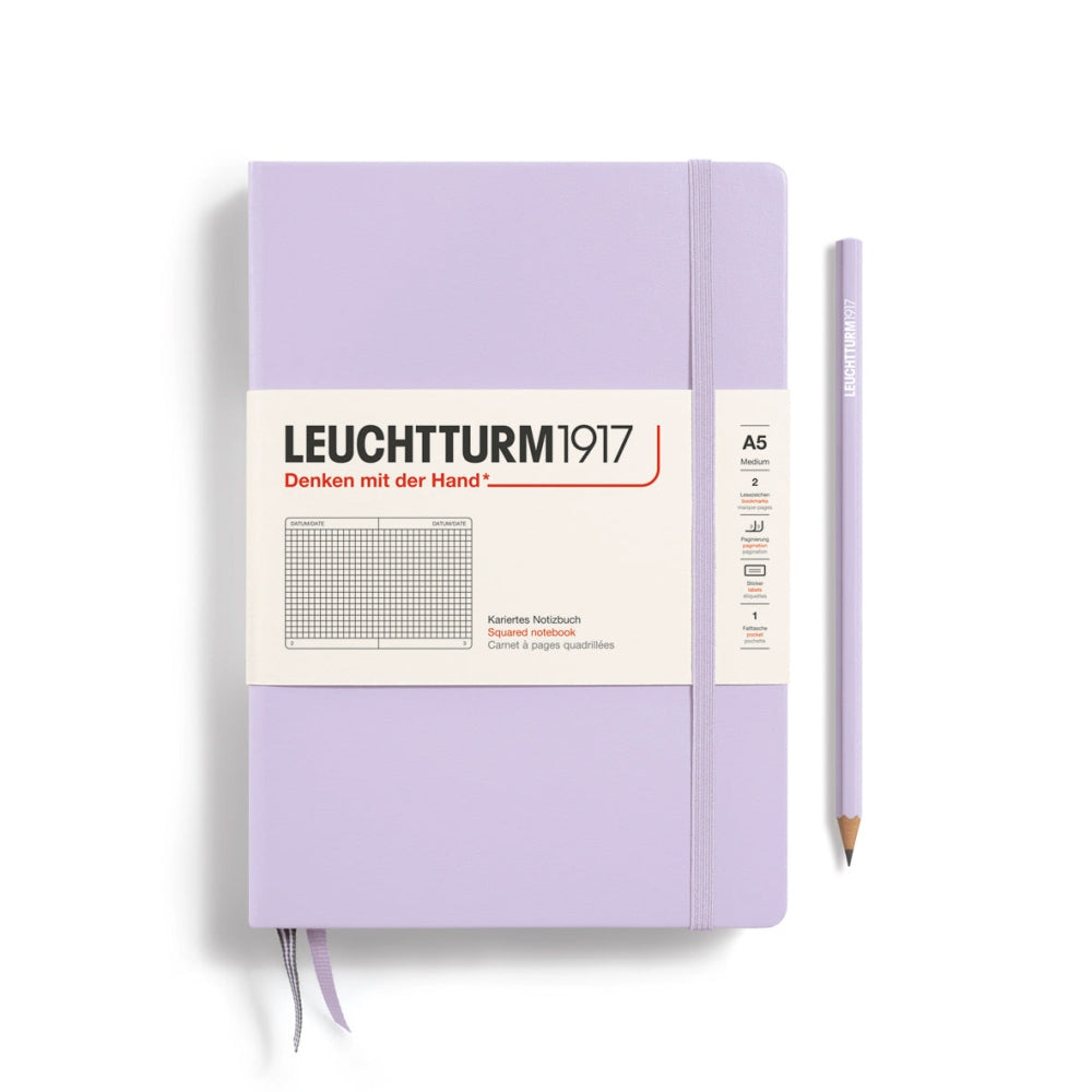 Caiet Leuchtturm1917 Medium, A5, cartonat, 251 pagini, matematica, lila