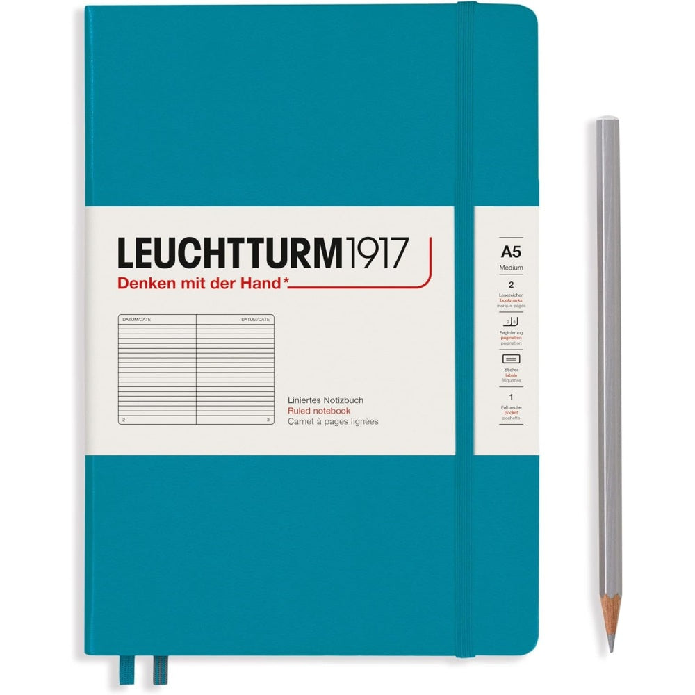 Caiet Leuchtturm1917 Medium, A5, cartonat, 251 pagini, dictando, albastru ocean