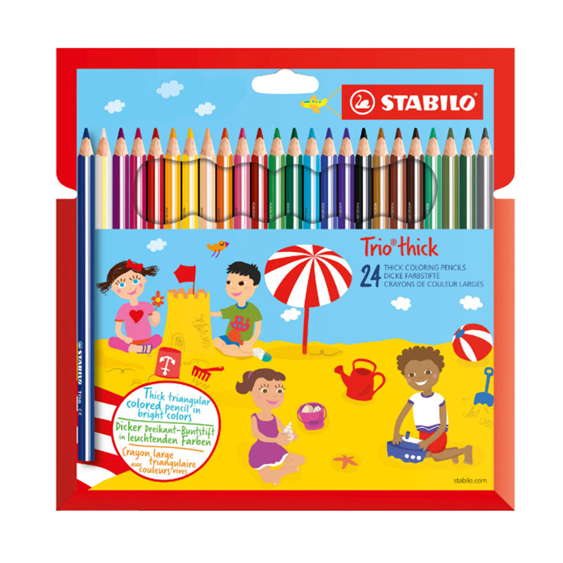 Creioane colorate Stabilo Trio® thick, 4.2 mm, 24 culori / set, etui carton