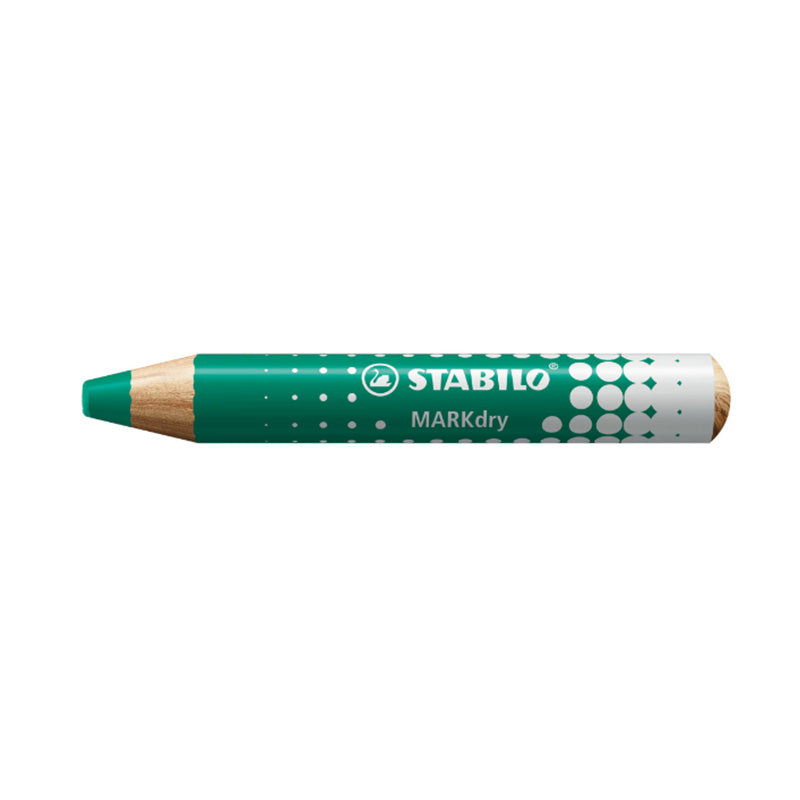Creioane Stabilo Mark Dry pentru tabla, 4 culori, cu ascutitoare si laveta