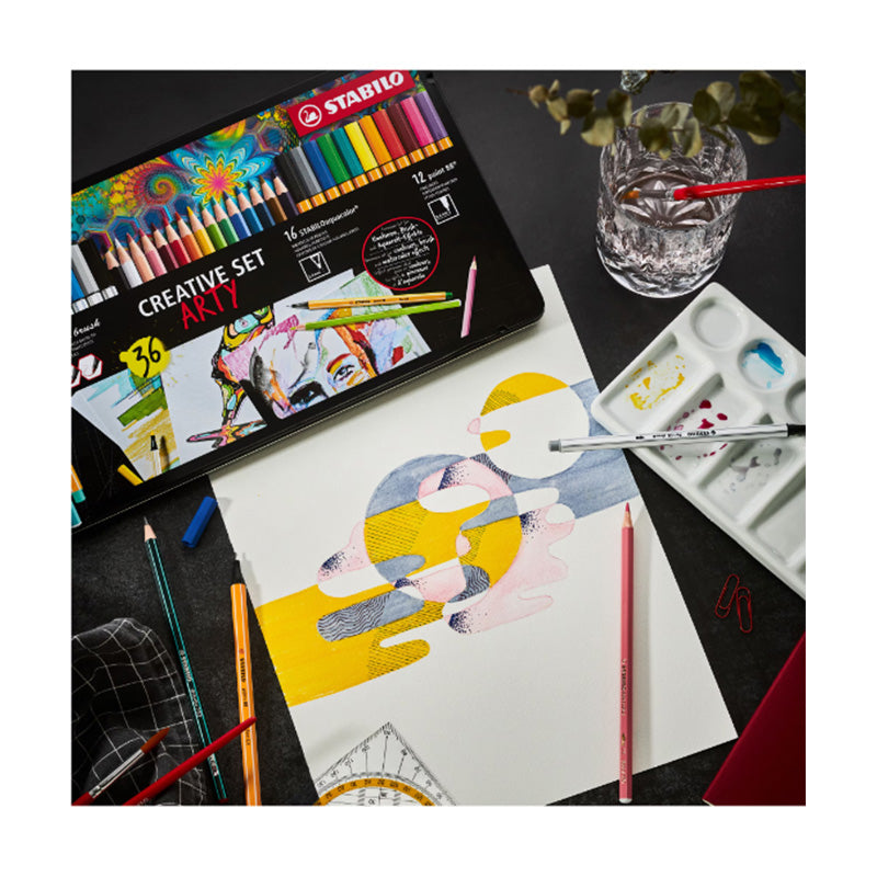 Stabilo Point 88 x 18 culori, Pen 68 x 18 culori, 36 bucati / set, etui carton Arty