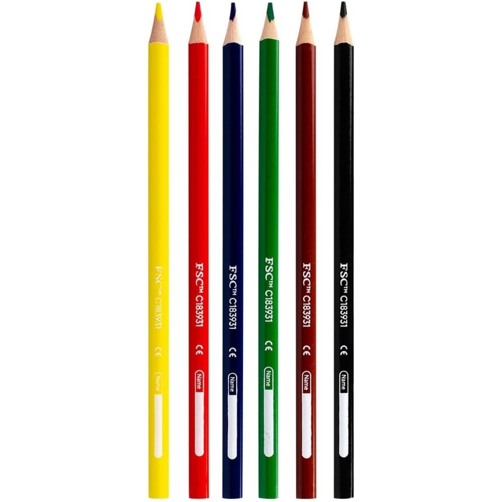Creioane colorate Kores Kolores, 3 mm, triunghiulare, 6 bucati / set, camp pentru nume