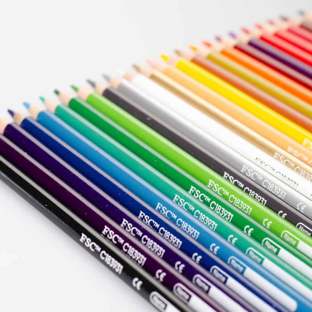 Creioane colorate Kores Kolores, 3 mm, triunghiulare, 24 bucati / set, ascutitoare, camp pentru nume