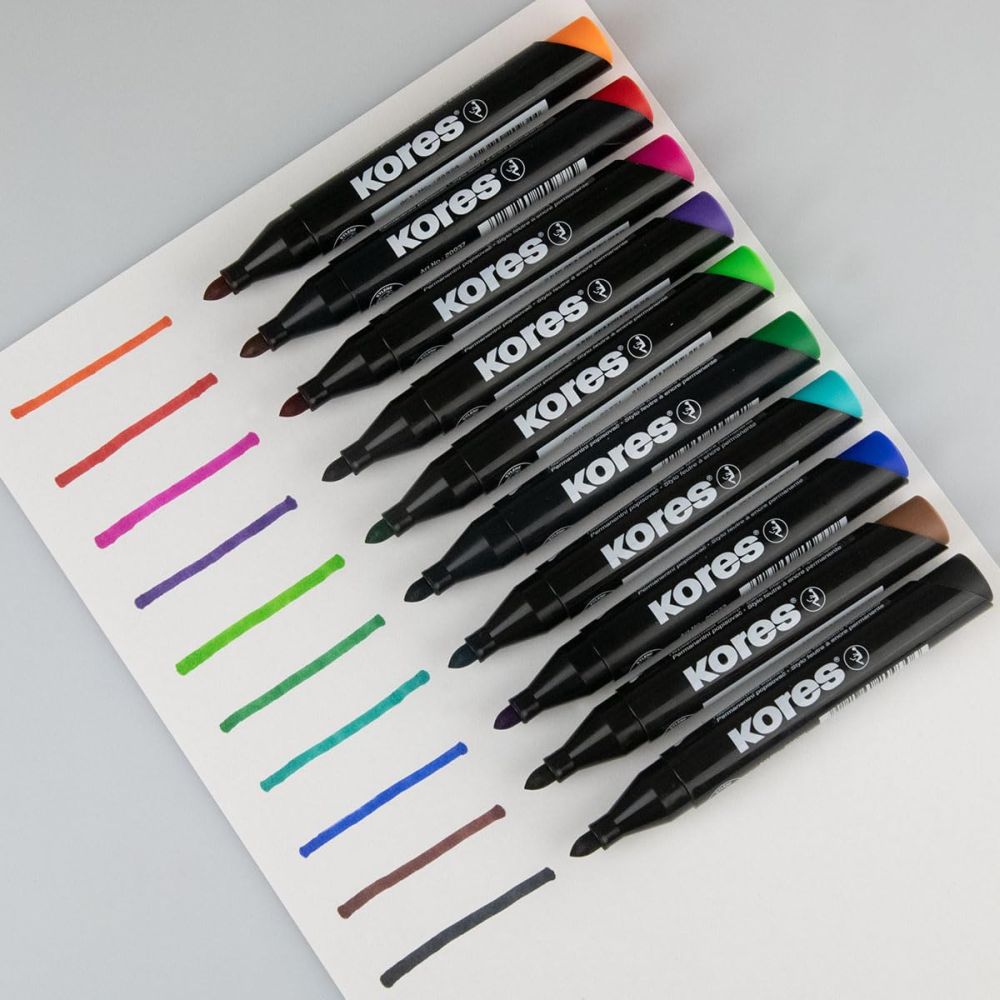 Marker permanent Kores XP 1, varf rotund, 3 mm, albastru