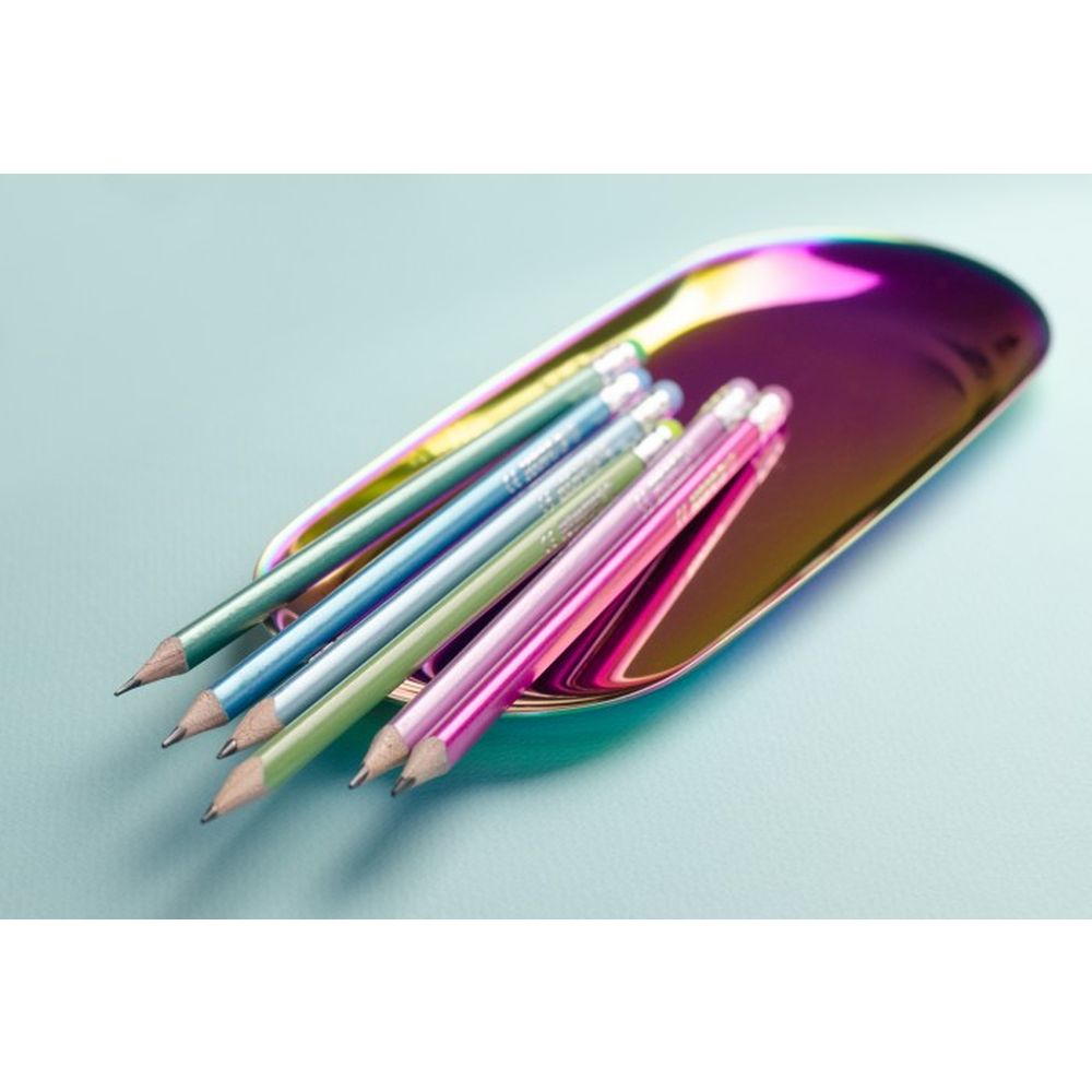 Creion grafit Kores Grafitos Style, HB, cu radiera, 6 bucati / set, corp in culori pastelate