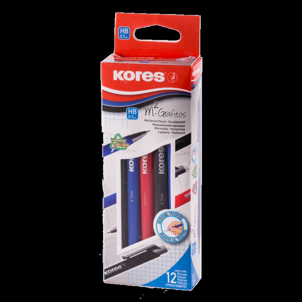 Creion mecanic Kores M2 Grafitos, 0.7 mm, culori asortate, negru,albastru, rosu