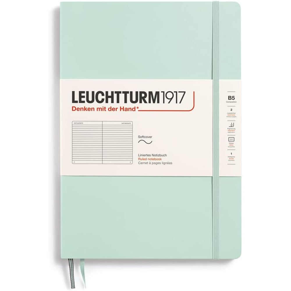 Caiet Leuchtturm1917 Composition, B5, necartonat, 123 pagini, dictando, verde menta
