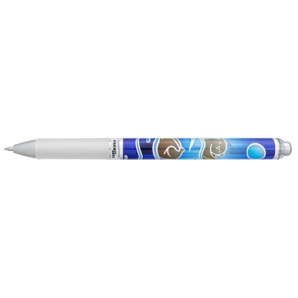 Roller cu gel Pentel EnerGel Marine, 0.7 mm, cu mecanism, albastru, 6 bucati / set