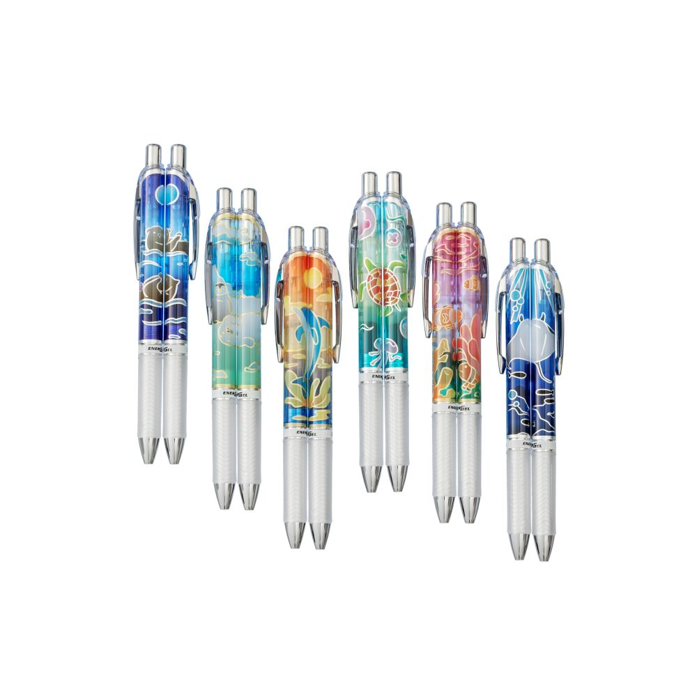 Roller cu gel Pentel EnerGel Marine, 0.7 mm, cu mecanism, albastru, Sea Otter