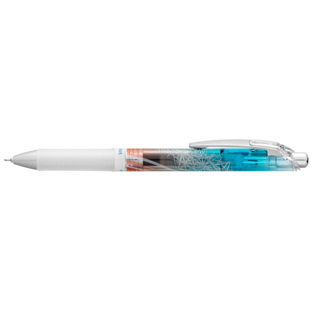 Roller cu gel Pentel EnerGel Kiriko, 0.5 mm, cu mecanism, albastru, Kikutsunagi