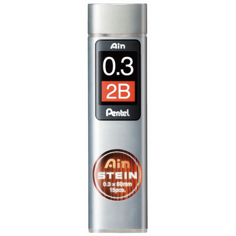 Mine creion mecanic Pentel Ain Stein, 0.3 mm, 2B, 15 bucati / set