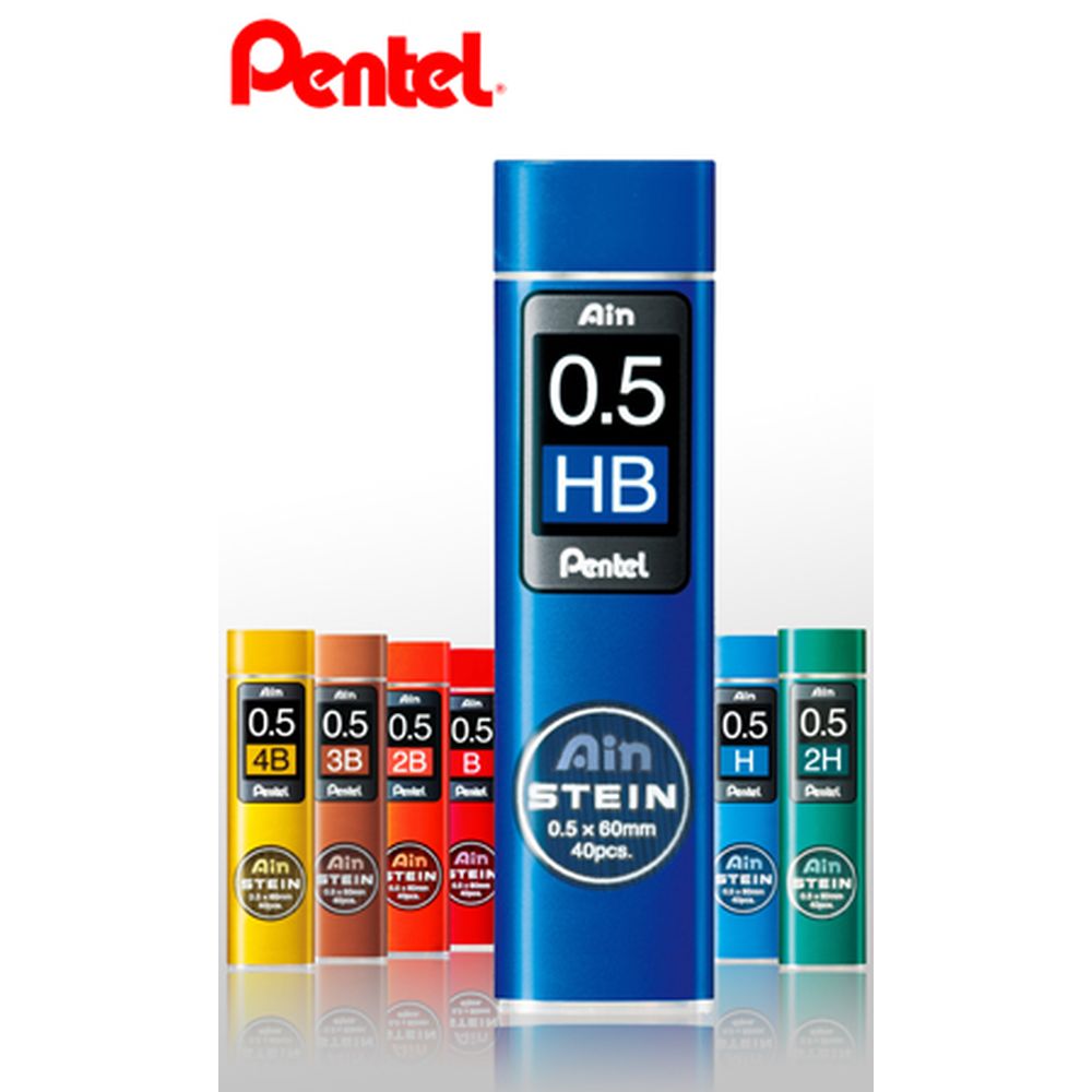 Mine creion mecanic Pentel Ain Stein, 0.5 mm, HB, 40 bucati / set