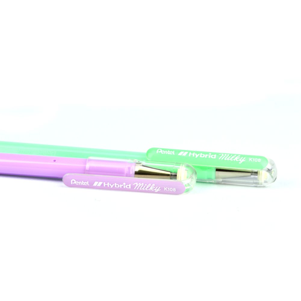 Roller cu gel Pentel Hybrid Milky, 0.8 mm, fara mecanism, roz pastel