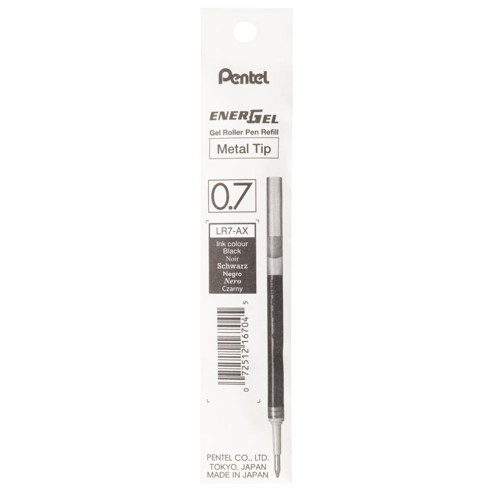 Rezerva gel roller Pentel EnerGel, 0.7 mm, negru
