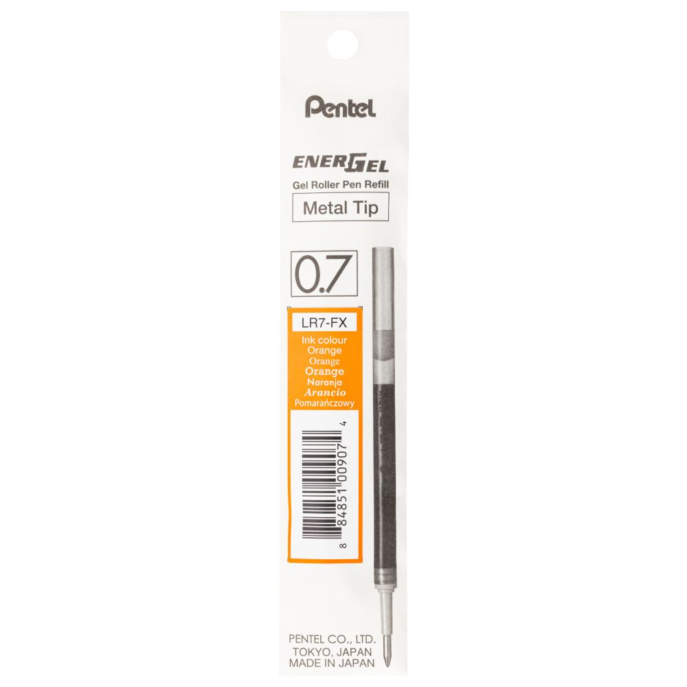 Rezerva gel roller Pentel EnerGel, 0.7 mm, portocaliu