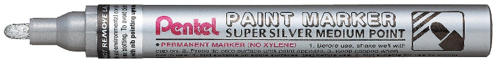 Marker permanent Pentel Paint Marker MMP10, 4.5 mm, cu vopsea, argintiu