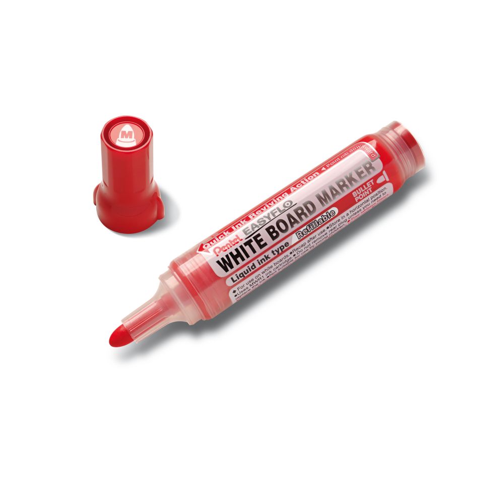 Marker pentru tabla Pentel EasyFlo MW50M, varf rotund, 6 mm, rosu