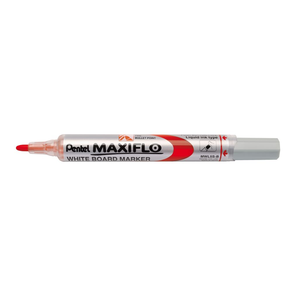 Marker pentru tabla Pentel MaxiFlo MWL5S, varf rotund, 4 mm, rosu