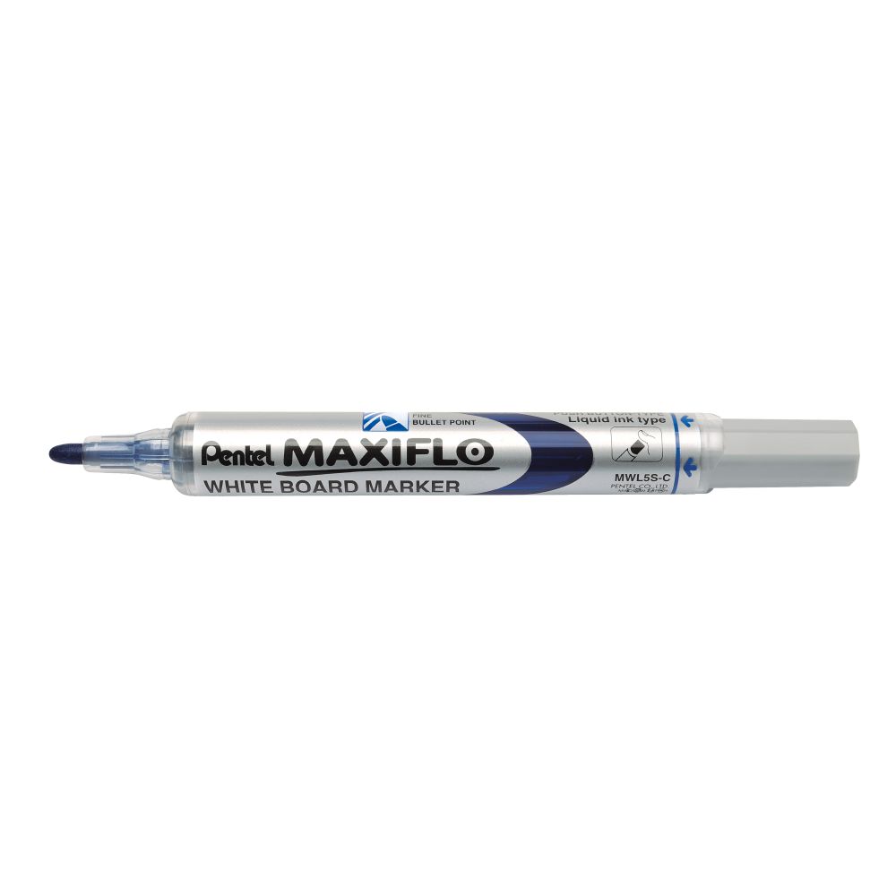 Marker pentru tabla Pentel MaxiFlo MWL5S, varf rotund, 4 mm, albastru