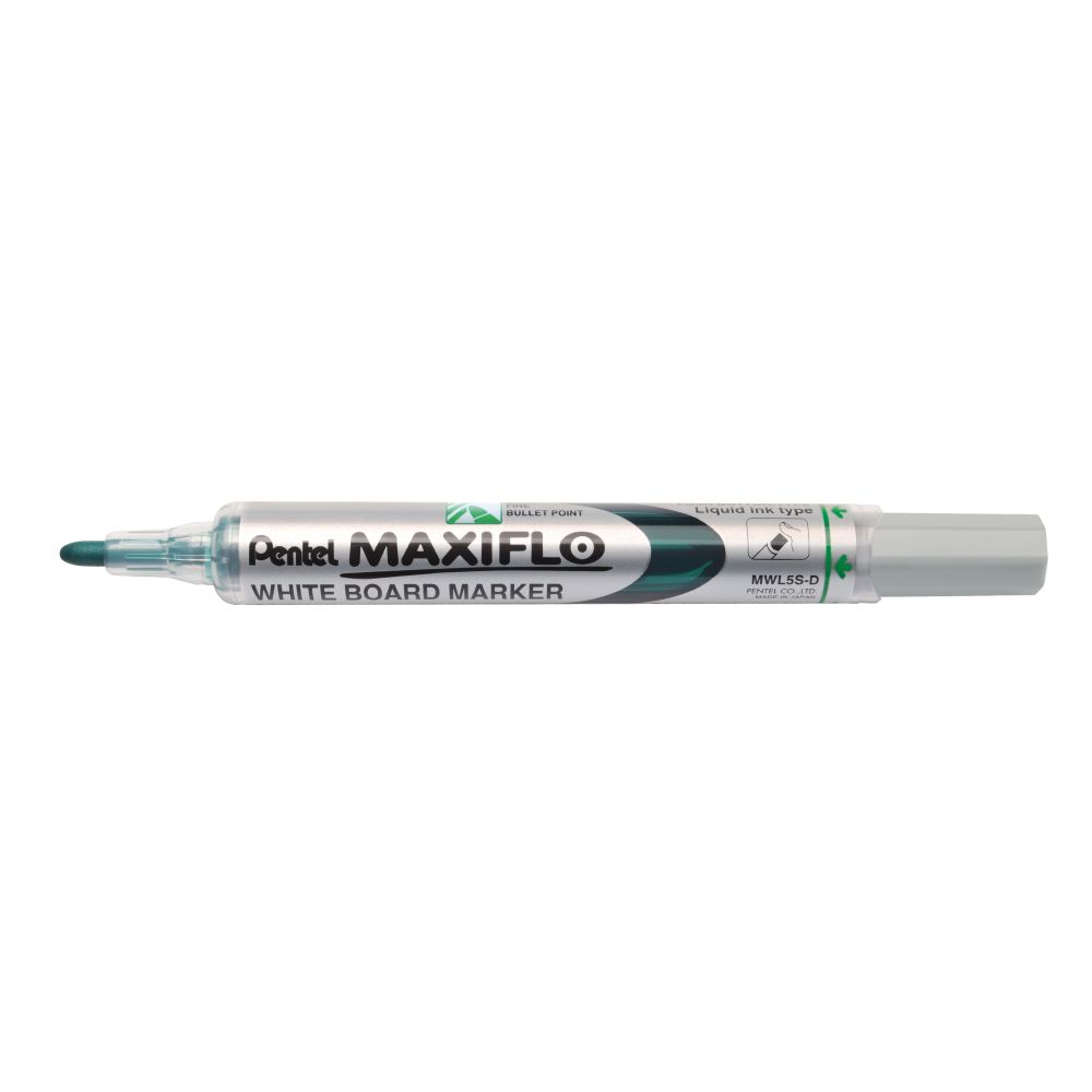 Marker pentru tabla Pentel MaxiFlo MWL5S, varf rotund, 4 mm, verde