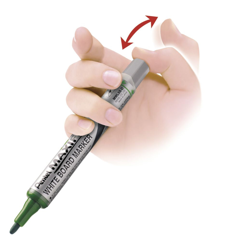 Marker pentru tabla Pentel MaxiFlo MWL5S, varf rotund, 4 mm, verde