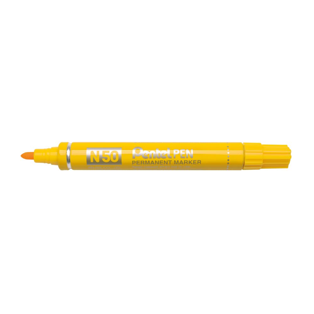 Marker permanent Pentel Pen N50, varf rotund, 4.3 mm, galben