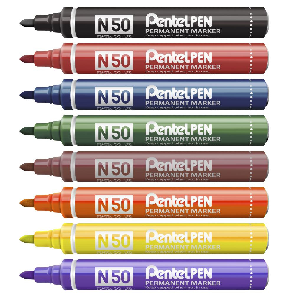 Marker permanent Pentel Pen N50, varf rotund, 4.3 mm, albastru