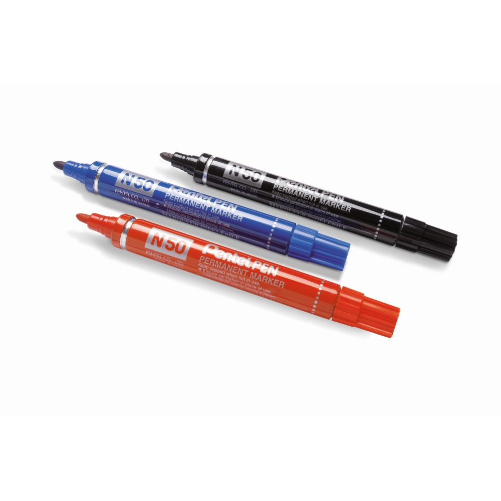 Marker permanent Pentel Pen N50, varf rotund, 4.3 mm, galben
