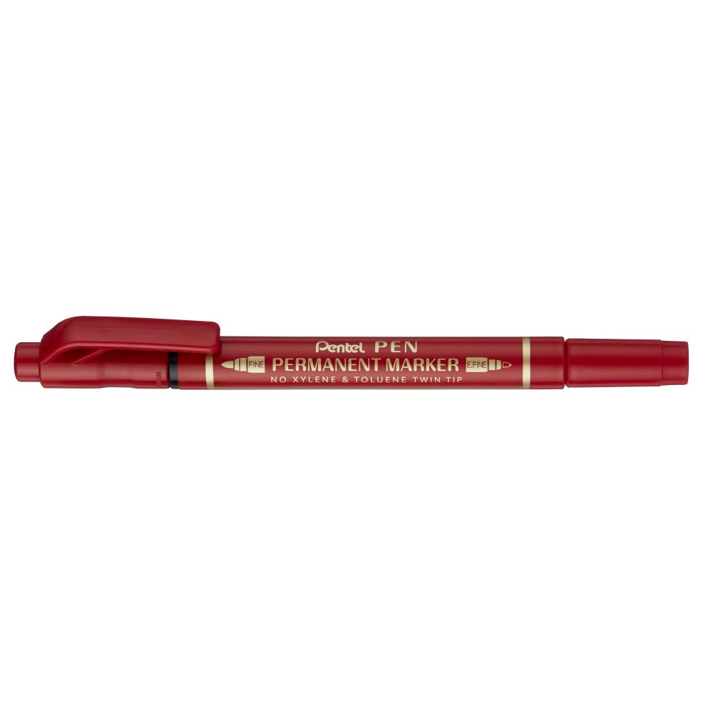 Marker permanent Pentel N75W, 2 varfuri, 0.3-1.2 mm, rosu
