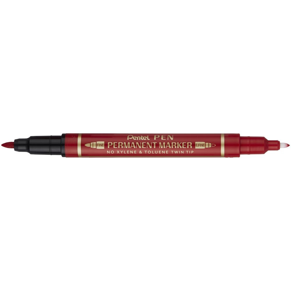 Marker permanent Pentel N75W, 2 varfuri, 0.3-1.2 mm, rosu