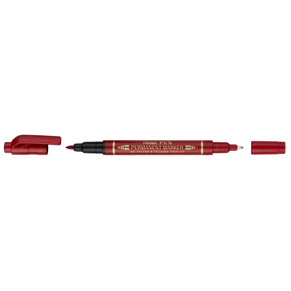 Marker permanent Pentel N75W, 2 varfuri, 0.3-1.2 mm, rosu
