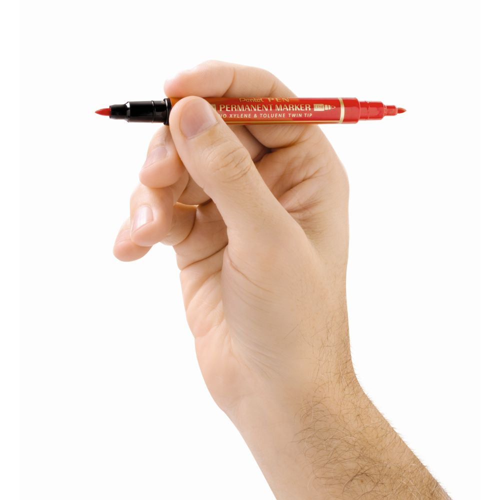 Marker permanent Pentel N75W, 2 varfuri, 0.3-1.2 mm, rosu