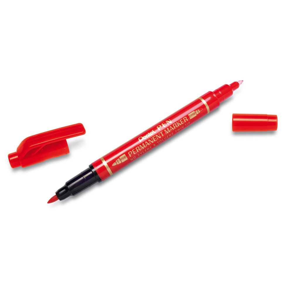 Marker permanent Pentel N75W, 2 varfuri, 0.3-1.2 mm, rosu
