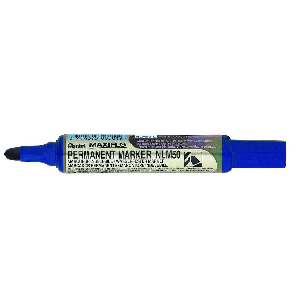 Marker permanent Pentel Maxiflo NLM50, varf rotund, 6 mm, albastru