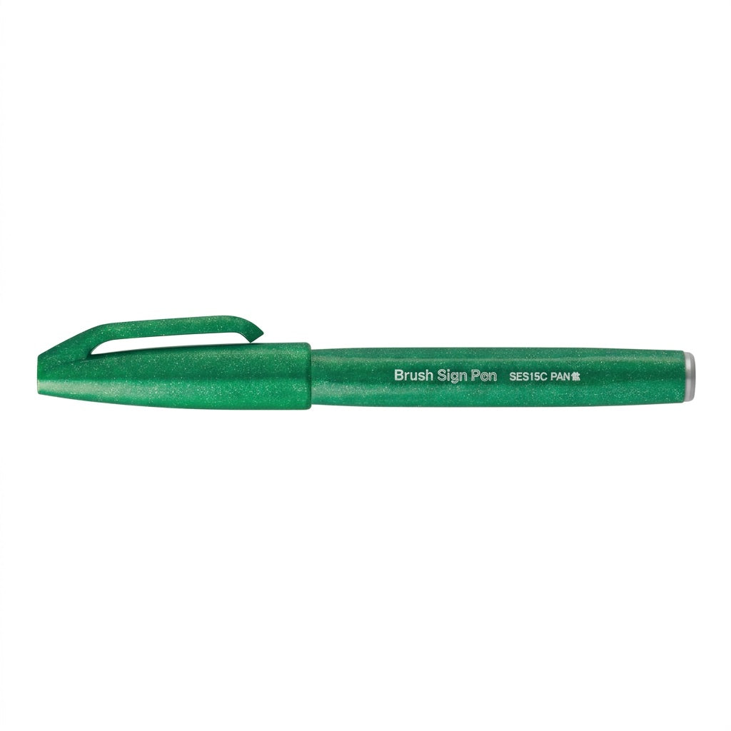 Carioca Pentel Brush Sign Pen, varf flexibil, verde