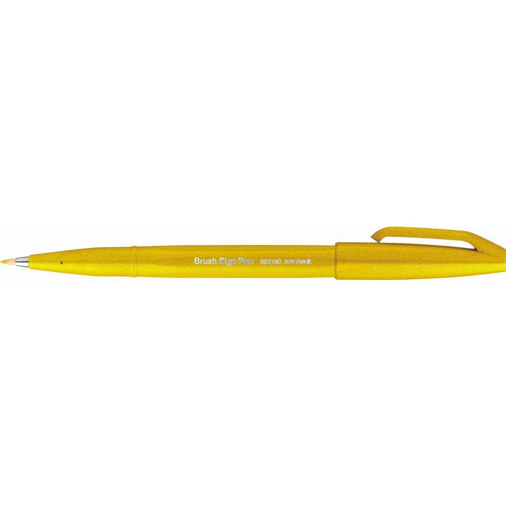Carioca Pentel Brush Sign Pen, varf flexibil, galben