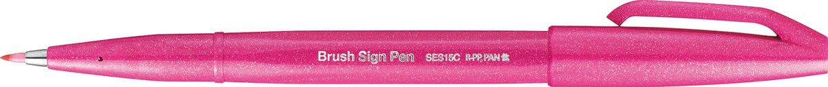Carioca Pentel Brush Sign Pen, varf flexibil, roz
