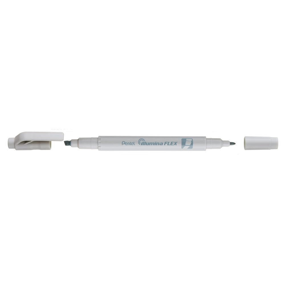 Textmarker Pentel illumina Flex, 2 varfuri, tesit, rotund, 1-3.5 mm, gri