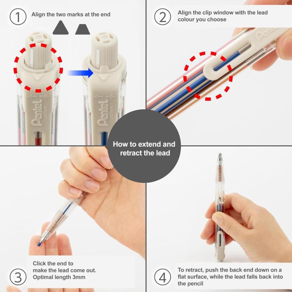 Creion mecanic Pentel Art Multi 8, 8 culori, set cu mine colorate, ascutitoare si sketchbook