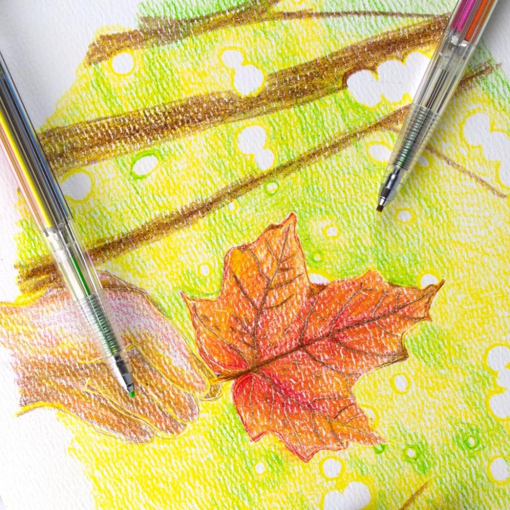 Creion mecanic Pentel Art Multi 8, 8 culori, set cu mine colorate, ascutitoare si sketchbook