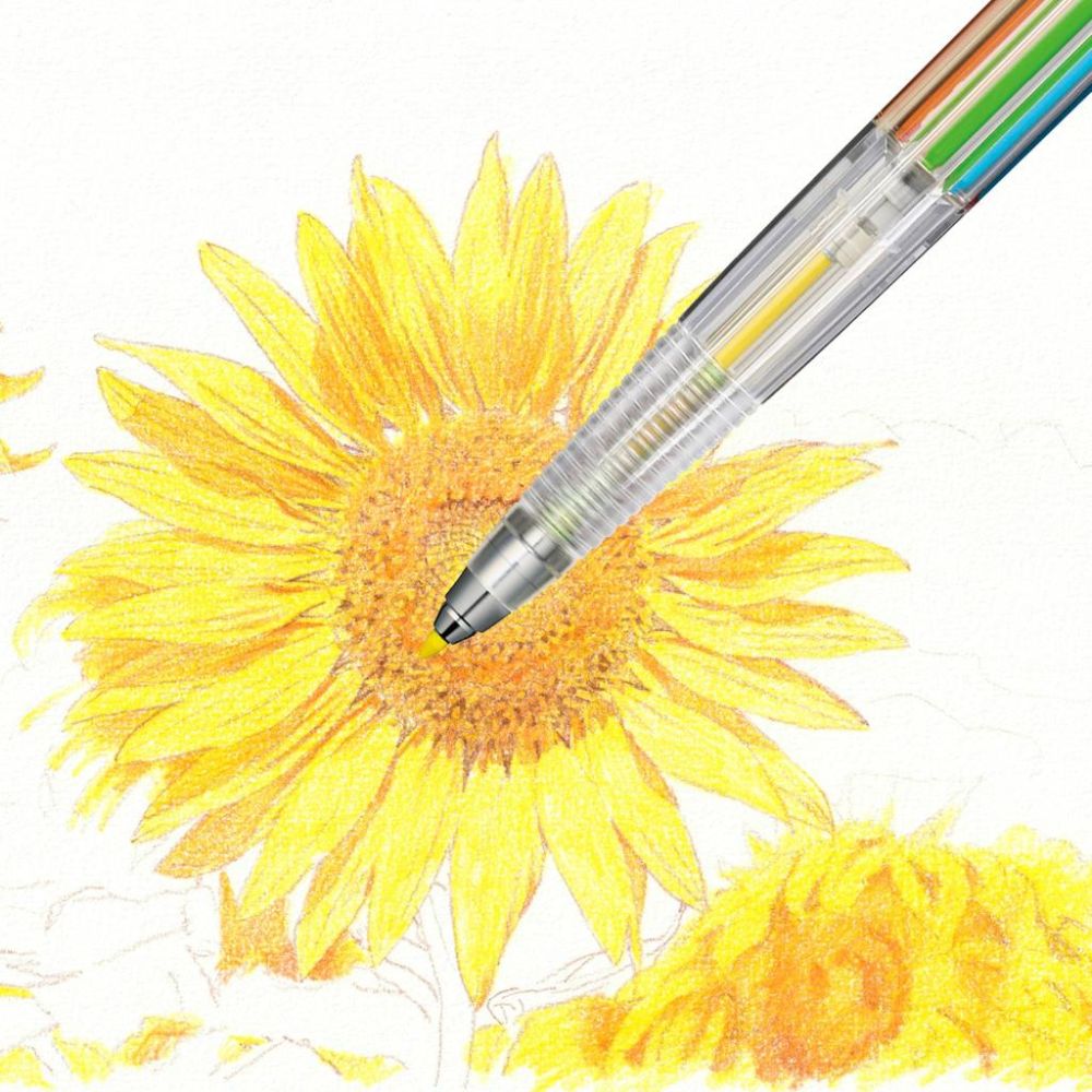 Creion mecanic Pentel Art Multi 8, 8 culori, set cu mine colorate, ascutitoare si sketchbook