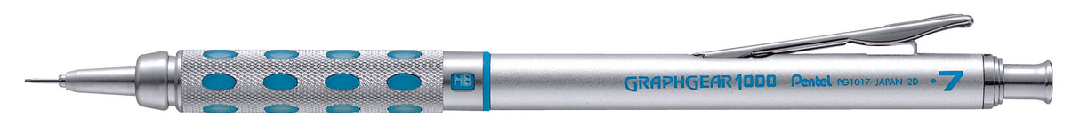 Creion mecanic Pentel Graphgear 1000, 0.7 mm, corp metalic argintiu, bleu