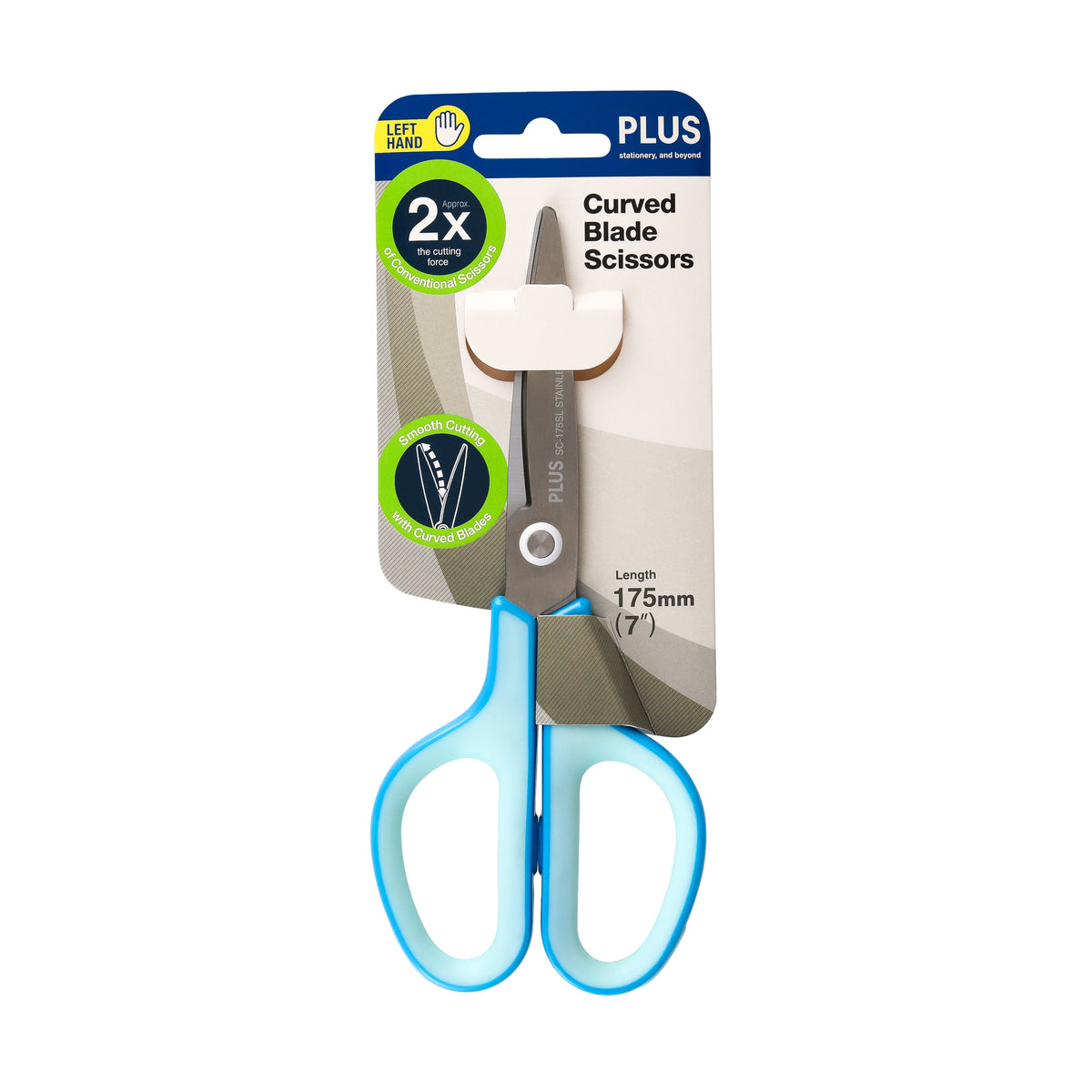 Foarfeca Plus Smart, 17.5 x 5.6 cm, din otel inoxidabil, pentru stangaci, bleu