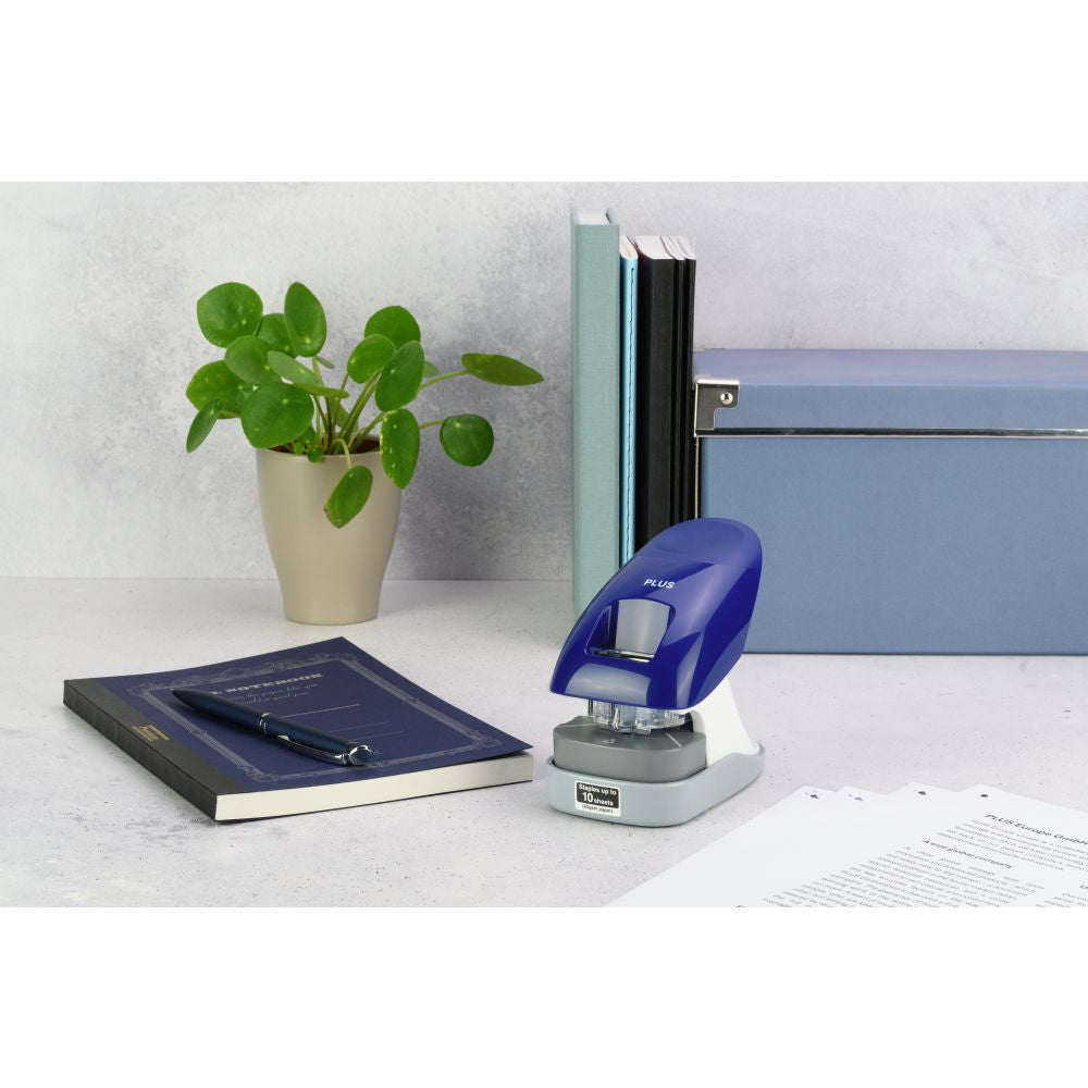 Capsator fara capse Plus SL-112, capacitate 10 coli, albastru