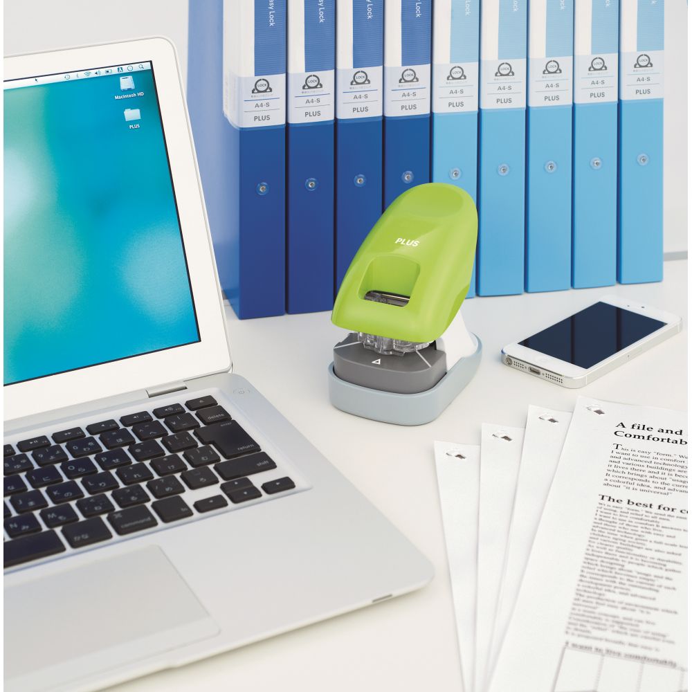 Capsator fara capse Plus SL-112, capacitate 10 coli, verde