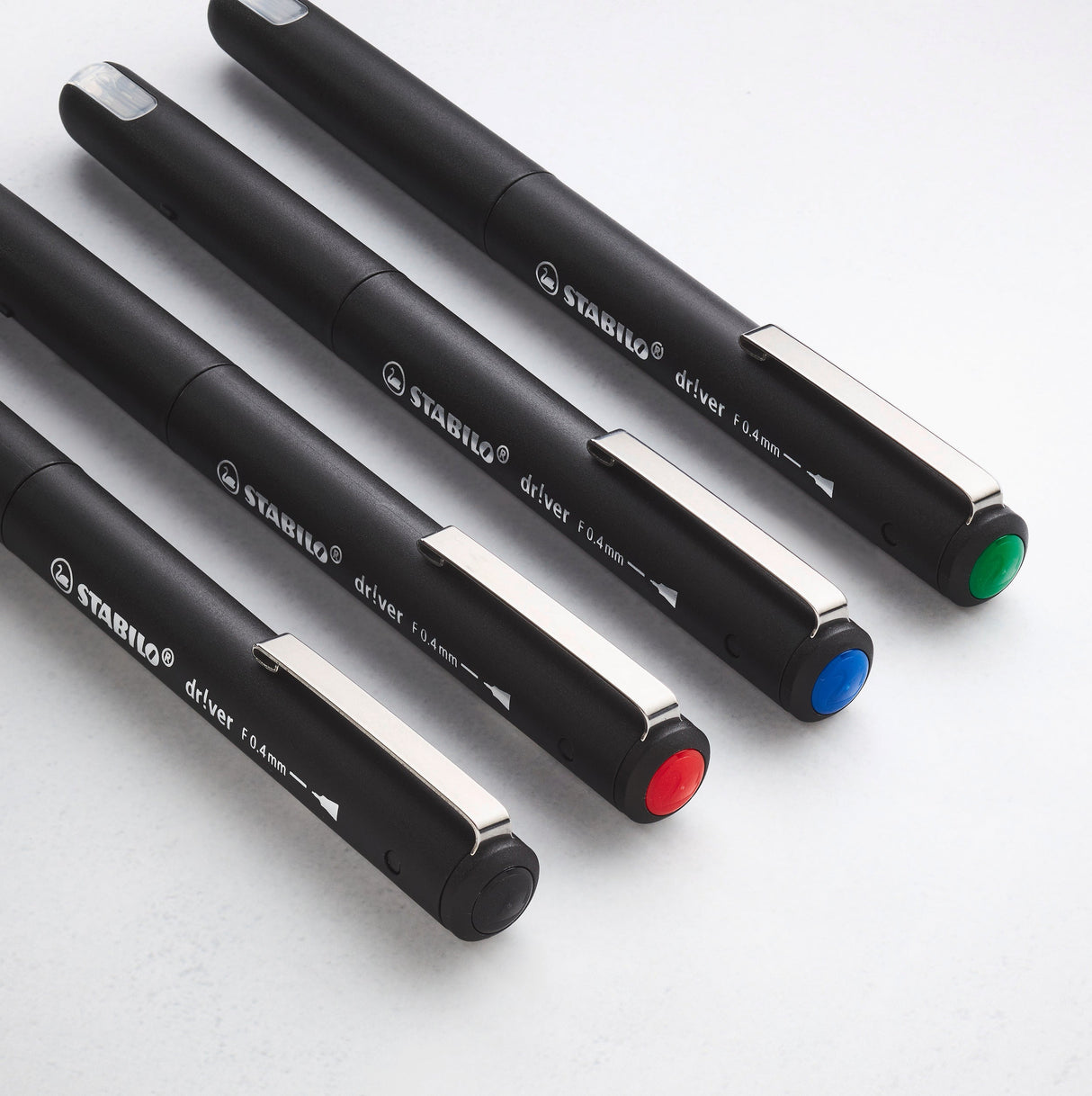 Fineliner Stabilo dr!ver, 0.4 mm, F, 4 culori / set