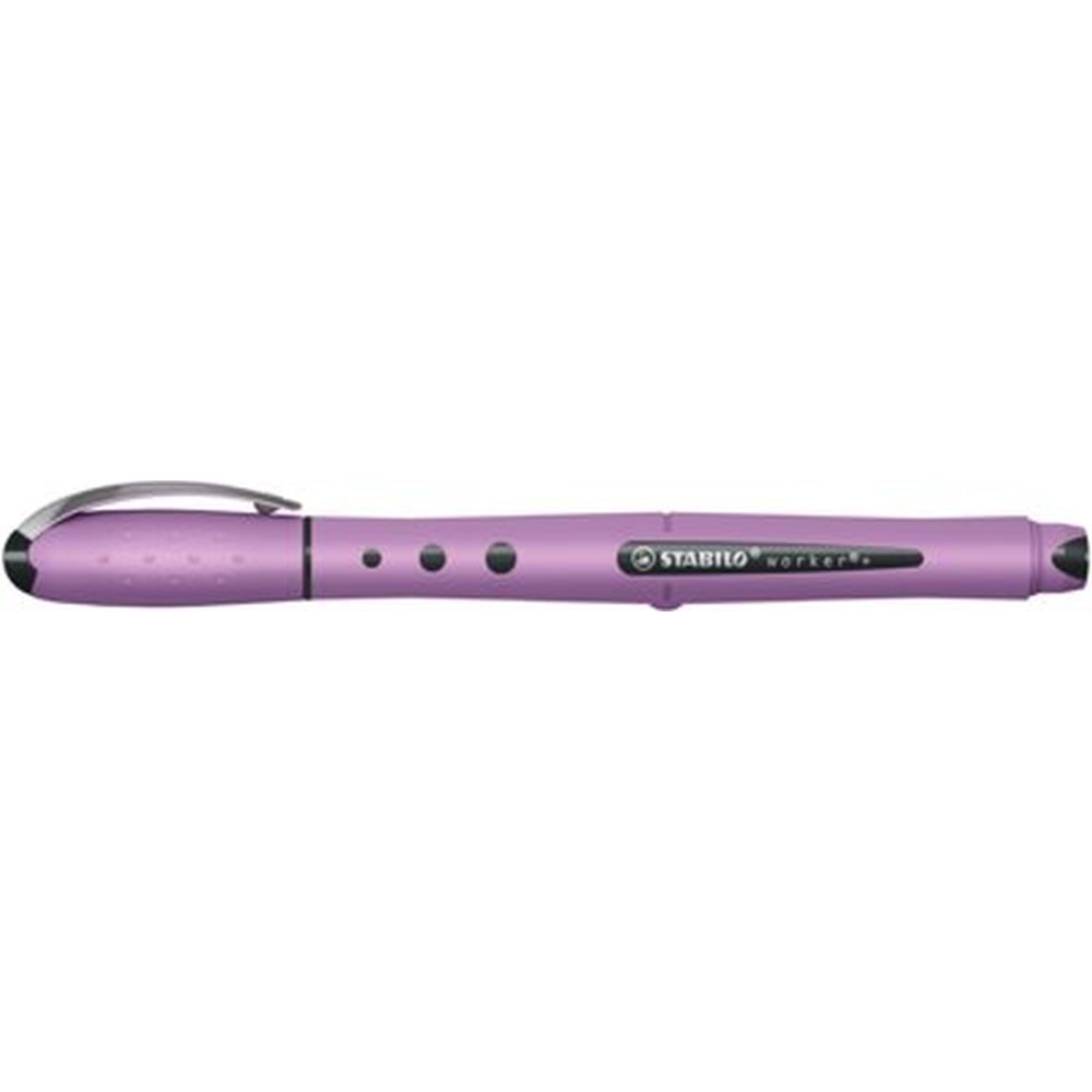 Roller Stabilo worker+NatureCOLORS Wildflower, 0.5 mm, corp grey violet, culoare de scriere albastru