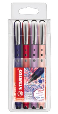 Roller Stabilo worker+NatureCOLORS Wildflower, 0.5 mm, culoare de scriere albastru, 4 bucati / set