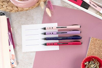 Roller Stabilo worker+NatureCOLORS Wildflower, 0.5 mm, culoare de scriere albastru, 4 bucati / set