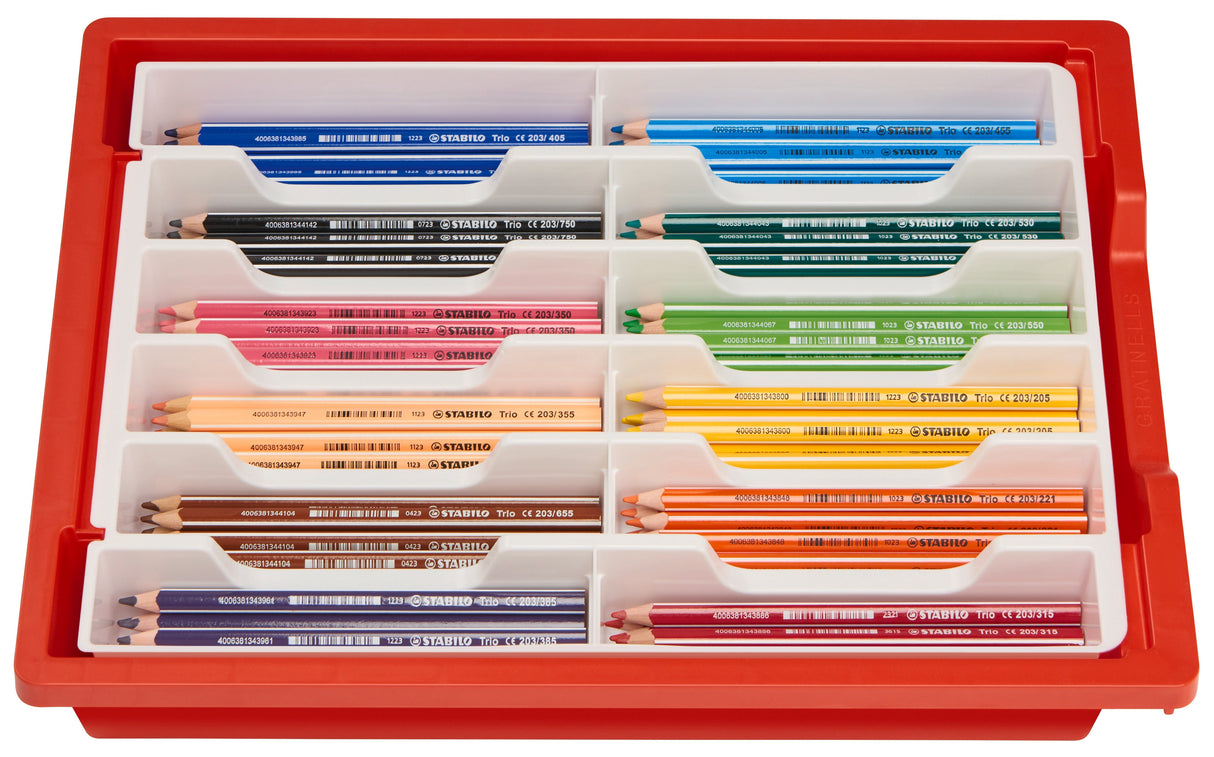 Creioane colorate Stabilo Trio Thick, 12 culori, 96 bucati / set, 4.2 mm, cutie plastic